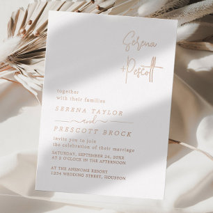 Rose Gold Script Wedding Real Foil Invitation