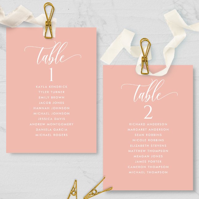Rose Gold, Seating Plan Cards with Guest Names (Creator Uploaded)