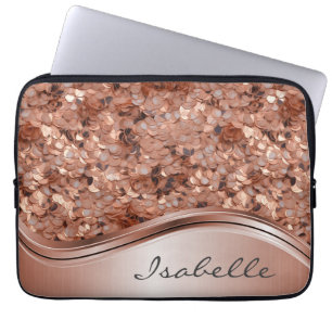 Rose Gold Sequin 3D look Personalised  Laptop Sleeve
