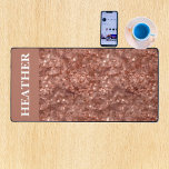 Rose Gold Sequin Glitter Monogram Name Desk Mat<br><div class="desc">This design was created though digital art. It may be personalised in the area provided by changing the photo and/or text. Or it can be customised by choosing the click to customise further option and delete or change the colour the background, add text, change the text colour or style, or...</div>