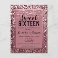 Rose Gold  Sequin/Glitter Sweet 16 Birthday Party