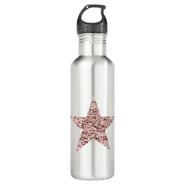 Rose Gold Sequin Twinkle Clipart Shining Star Clip 710 Ml Water Bottle (Front)