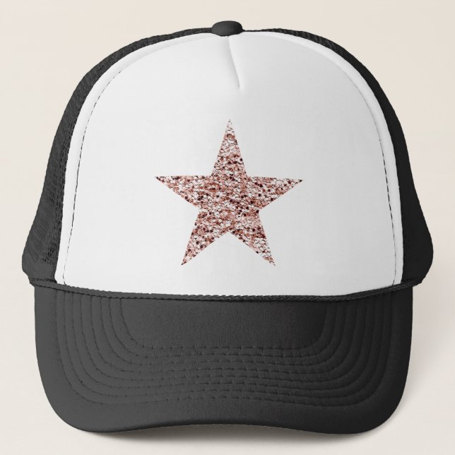 Rose Gold Sequin Twinkle Clipart Shining Star Clip Trucker Hat (Front)