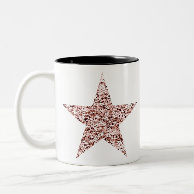 Rose Gold Sequin Twinkle Clipart Shining Star Clip Two-Tone Coffee Mug (Left)