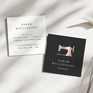 Rose Gold Sewing Machine Seamstress or Tailor Square Business Card