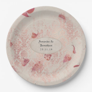 Rose Gold Shabby-Chic Wedding Paper Plate