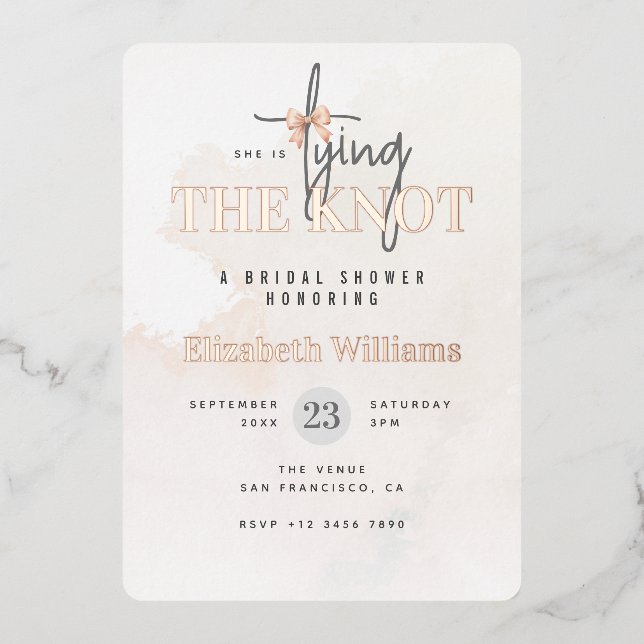 Rose Gold She Is Tying The Knot Bridal Shower (Front)