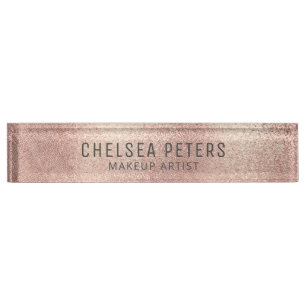 Rose Gold Shimmer Feminine Nameplate