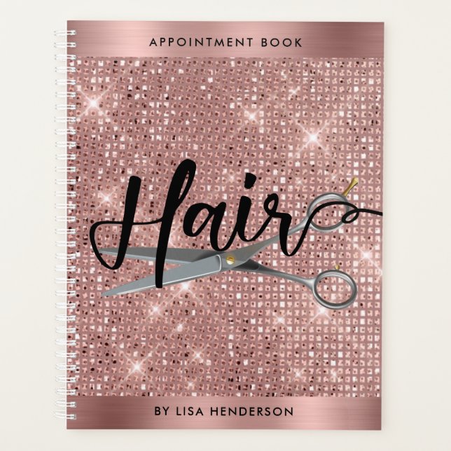 Rose Gold Shimmer Hair Appointment Book Planner (Front)