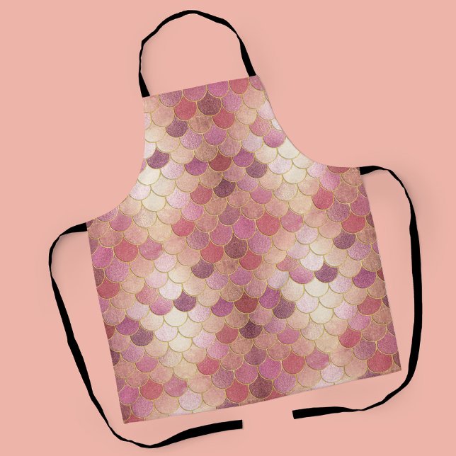 Rose Gold Shimmer Mermaid Scale Pattern Apron (Rose Gold Mermaid Scale Pattern Apron)