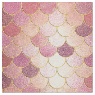Rose Gold Shimmer Mermaid Scale Pattern Fabric
