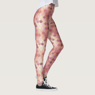 Rose Gold Shimmer Mermaid Scale Pattern Leggings
