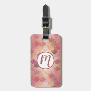 Rose Gold Shimmer Mermaid Scale Pattern Luggage Tag