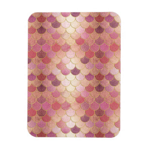 Rose Gold Shimmer Mermaid Scale Pattern Magnet