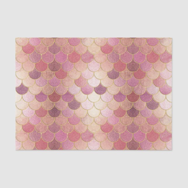 Rose Gold Shimmer Mermaid Scale Pattern Tissue Paper (Front)