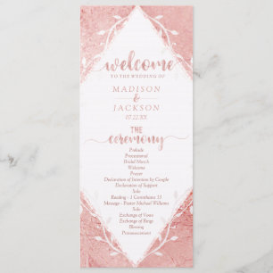 Rose Gold Shimmer Metallic Foil Wedding Program Programme