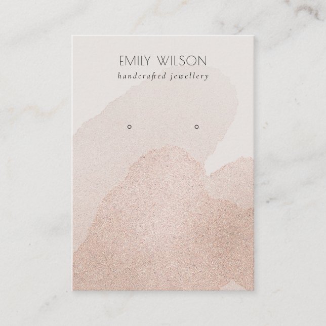 Rose Gold Shimmer Strokes Stud Earring Display Business Card (Front)