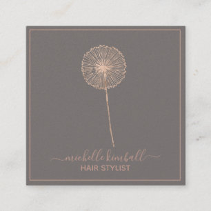 Rose Gold Signature Dandelion   Square Business Square Business Card
