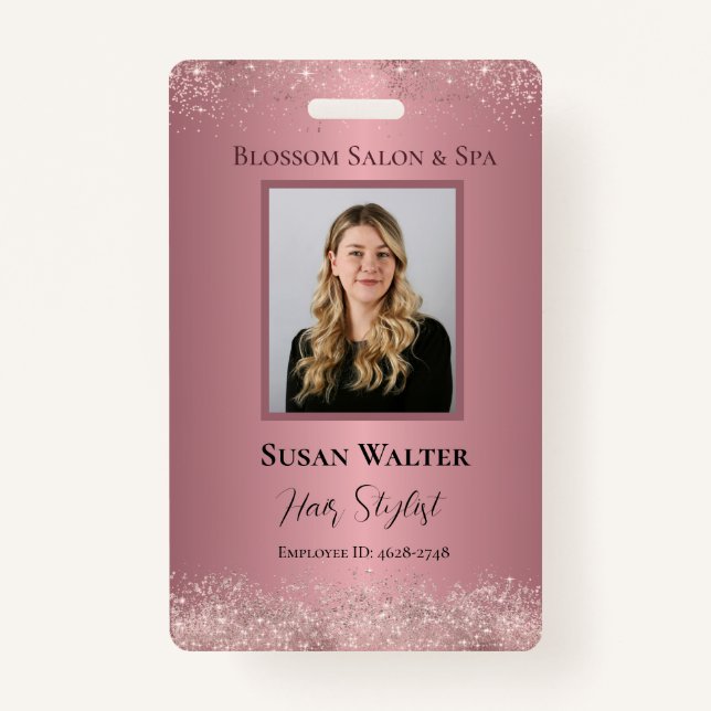 Rose Gold Signature Elegance Employee IDs ID Badge (Front)