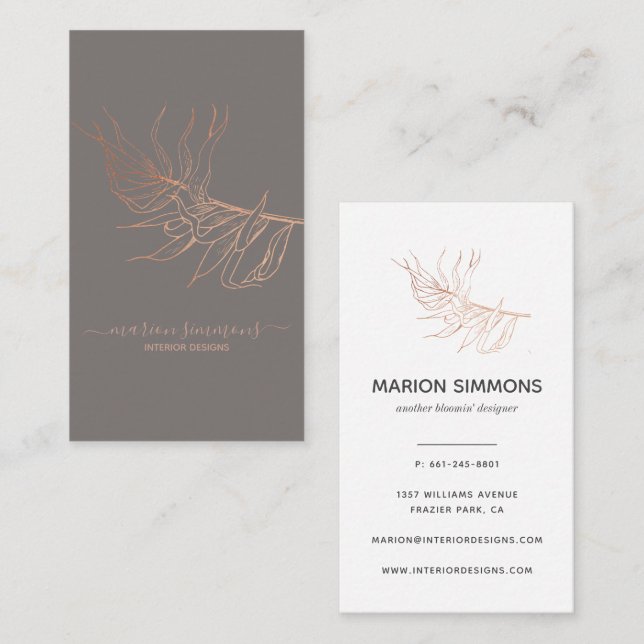 Rose Gold Signature Palm Leaf Business Card (Front/Back)