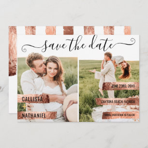 Rose Gold Signature Script Photo Save the Date