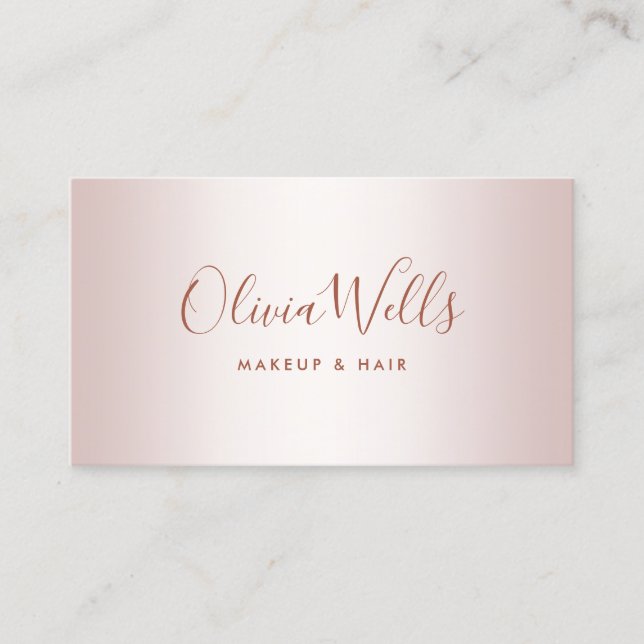 Rose Gold Signature Script Social Media Business C Card (Front)