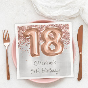 Rose Gold Silver 18th Birthday Party Napkin