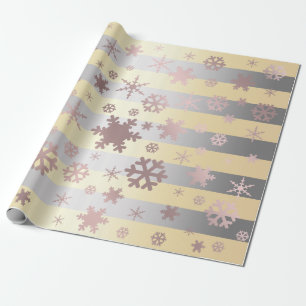 Rose Gold & Silver Christmas Snowflake Pattern Wrapping Paper