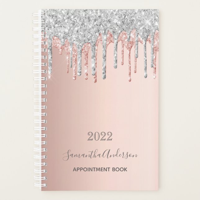 Rose gold silver glitter appointment book 2026 planner (Front)