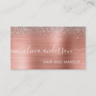 Rose Gold Silver Glitter Hair Makeup Metallic Business Card