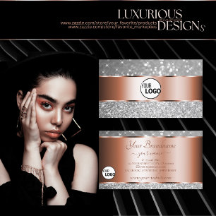 Rose Gold Silver Glitter Spark Luminous Stars Logo Business Card