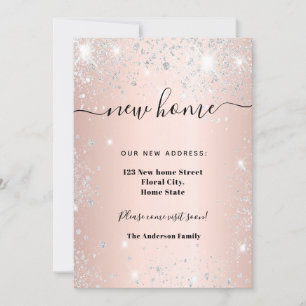 Rose gold silver New home address Announcement