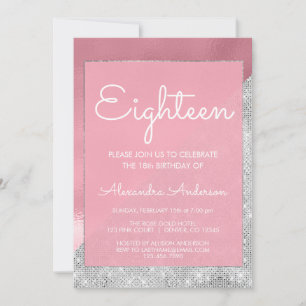 Rose Gold & Silver Sparkle 18th Birthday Invitation