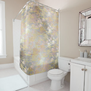 rose, gold, silver, thank + you, flowers, floral, shower curtain