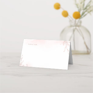 Rose gold simple botanical crest monogram wedding place card