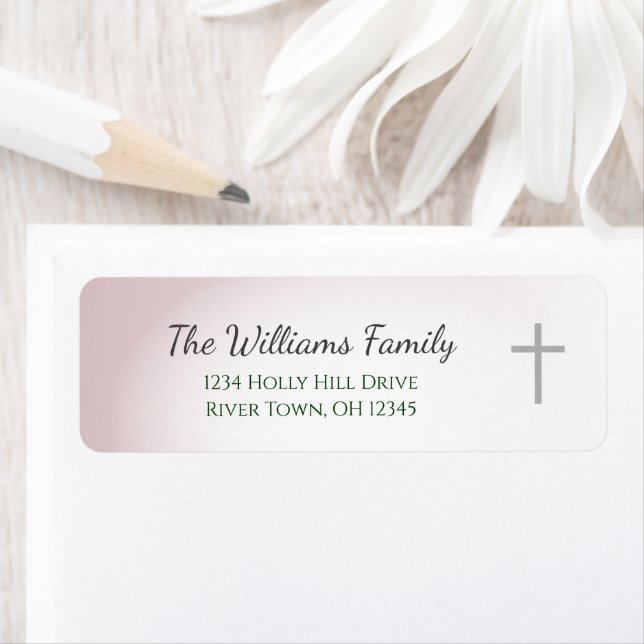 Rose Gold Simple Christian Cross Return Address (Insitu)
