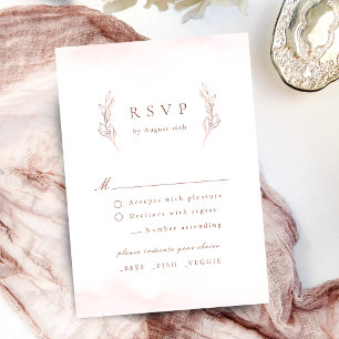 Rose gold simple elegance botanical wedding RSVP card