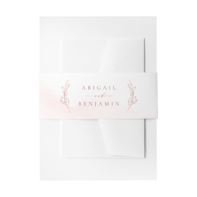 Rose gold Simple elegance botanical wreath wedding Invitation Belly Band (Front Example)