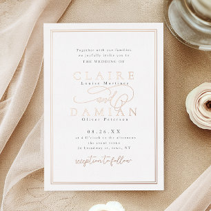 Rose Gold Simple Elegance Romantic Script Wedding