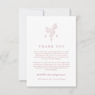 Rose Gold Simple Elegant Cherry Blossom Wedding Thank You Card