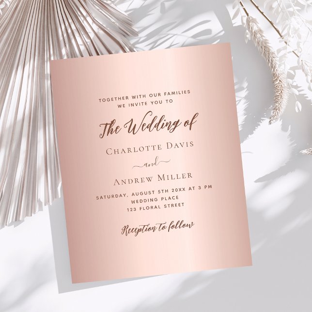 Rose gold simple elegant wedding invitation (Creator Uploaded)