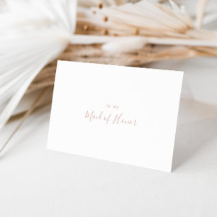 Rose Gold Simple Minimalist Bridal Party Thank You Card
