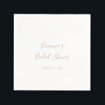 Rose Gold Simple Minimalist Bridal Shower Napkins<br><div class="desc">These rose gold simple minimalist bridal shower napkins are perfect for a modern wedding shower. The simple and elegant design features classic and fancy script typography in rose gold.</div>