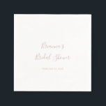 Rose Gold Simple Minimalist Bridal Shower Napkins<br><div class="desc">These rose gold simple minimalist bridal shower napkins are perfect for a modern wedding shower. The simple and elegant design features classic and fancy script typography in rose gold.</div>