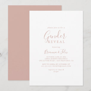 Rose Gold Simple Minimalist Gender Reveal Party   Invitation