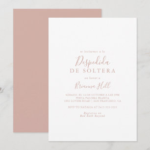 Rose Gold Simple Minimalist Spanish Bridal Shower  Invitation