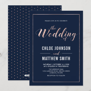Rose Gold   Simple Modern Typography Wedding Invitation