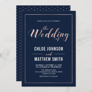 Rose Gold   Simple Modern Typography Wedding Invitation