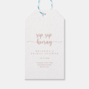 Rose Gold Sip Sip Hooray Bridal Shower   Gift Tags