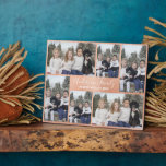 Rose Gold Six Photo Collage Plaque<br><div class="desc">Family Photo Template with six photo positions. Photos sit atop a faux copper metallic background. Handwritten font for the family name. Plenty of room for long names. Edit the holiday season and year too. To personalise this plaque click on "personalise this template" then edit the fields provided. The template photos...</div>